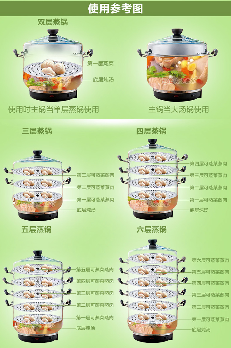 
                                        能蒸又能煲汤30厘米三层不锈钢电蒸锅多层蒸锅多功能大容量电蒸笼节能锅烹饪锅 不锈钢更健康                