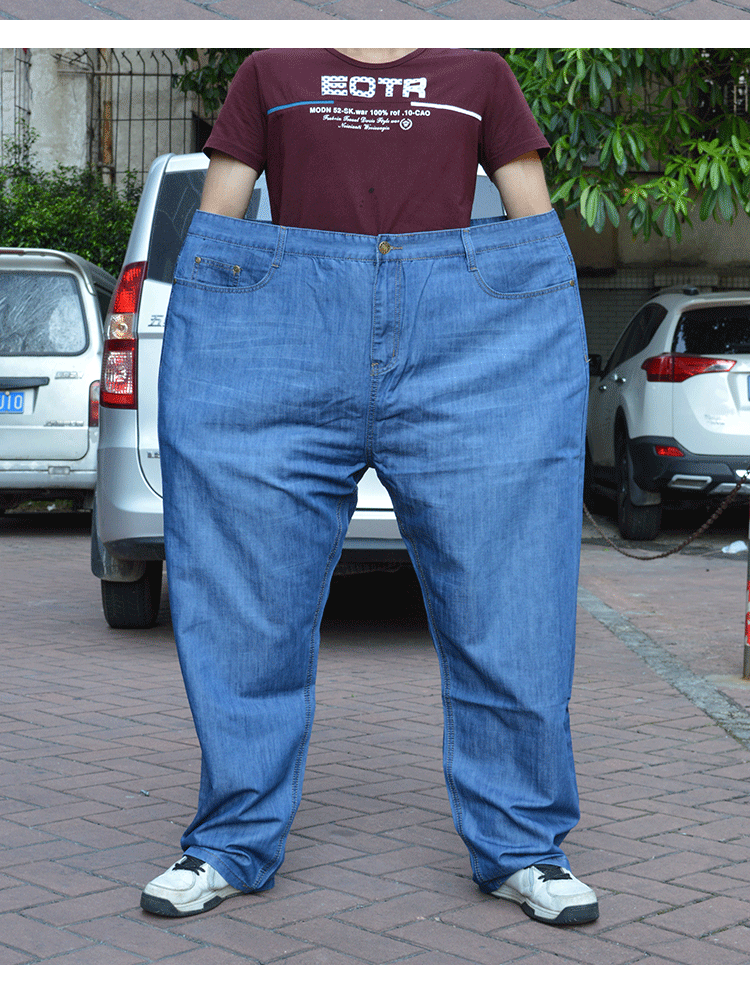 路易七匹龙 特大码牛仔裤男 春夏薄款加肥加大肥佬裤子胖人超大号xc