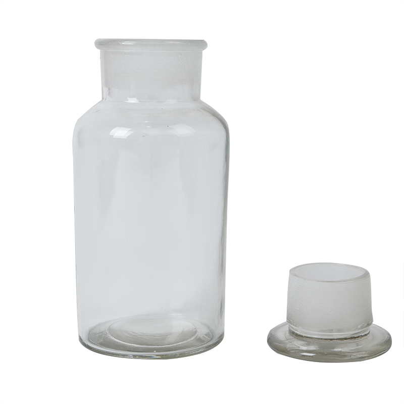 医用 白棕色广口磨砂玻璃瓶透明茶色试剂瓶试验瓶磨口瓶避光瓶密封瓶
