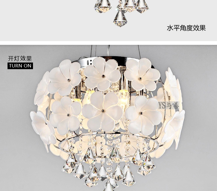 欧式简约餐厅灯进口水晶吊灯 洛可可卧室灯具 田园风格客厅灯 时尚风格水晶石卧室灯女儿房吊灯 45CM配套LED