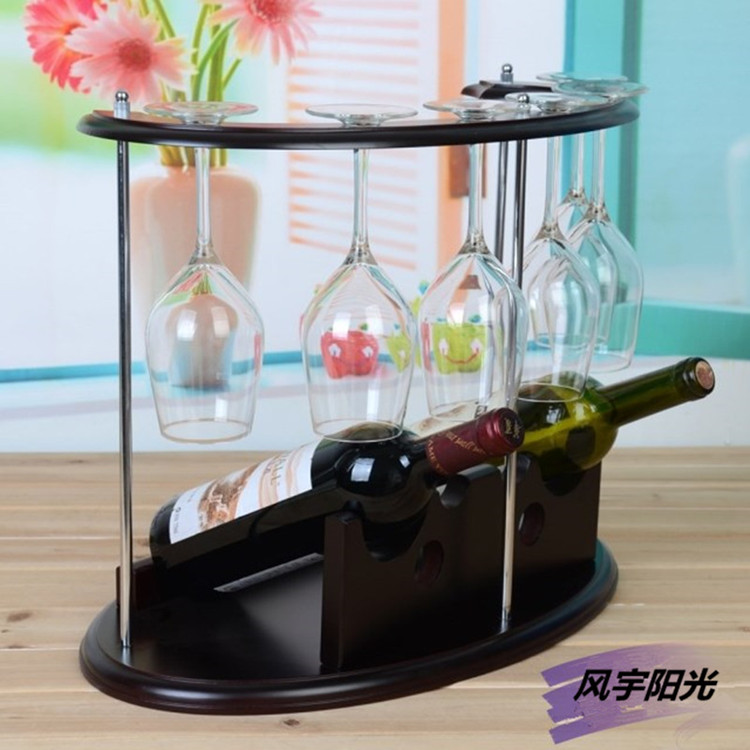 风宇阳光  高杆木质红酒架 创意葡萄酒架 摆件 时尚家饰 多瓶款酒架红木色 