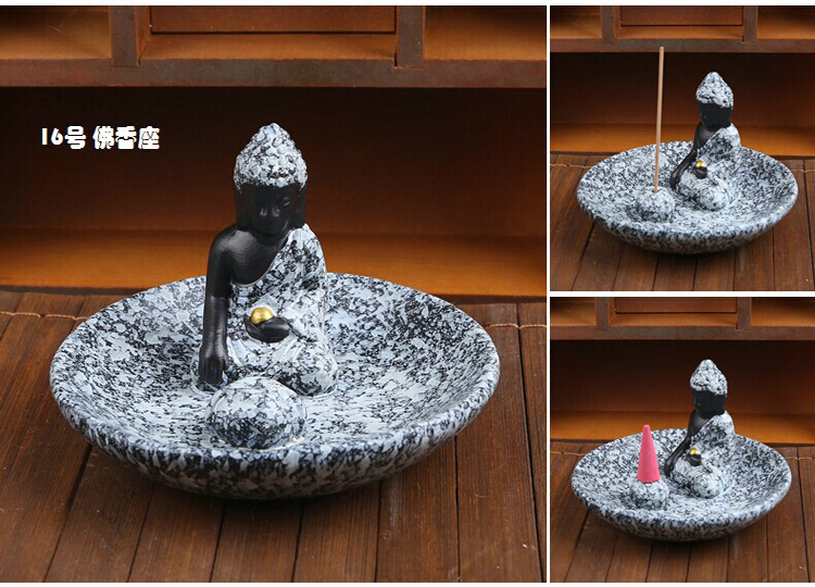 芳夕 多功能佛香座 禅意盘香檀香炉 陶瓷线香锥塔香插薰焚香炉盘 2号佛香座