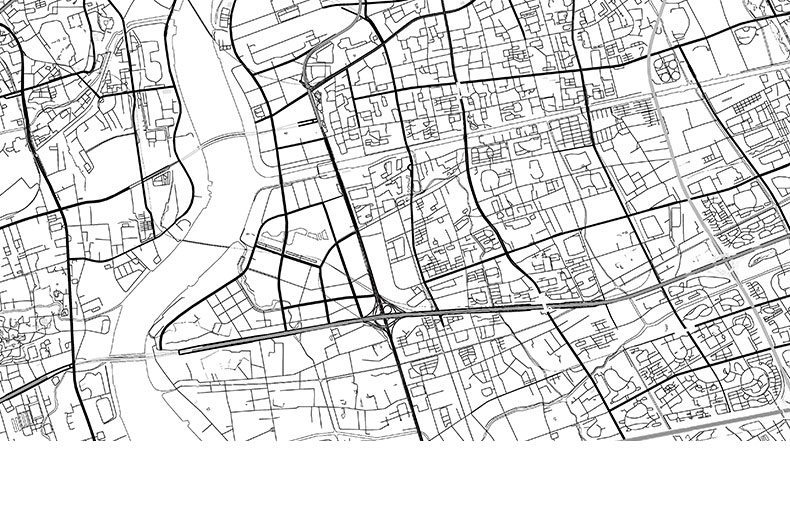起贝 北欧客厅黑白地图装饰画世界中国城市艺术创意线描定制抽象挂图