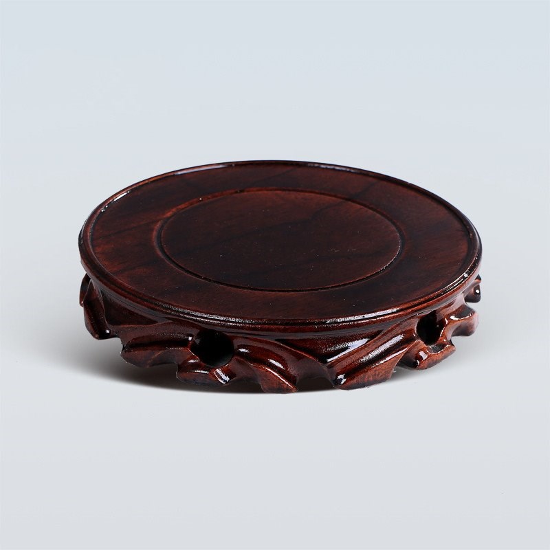 赣景 实木根雕底座 花瓶摆件 木质圆形花盆底托 多功能底座 木质工艺