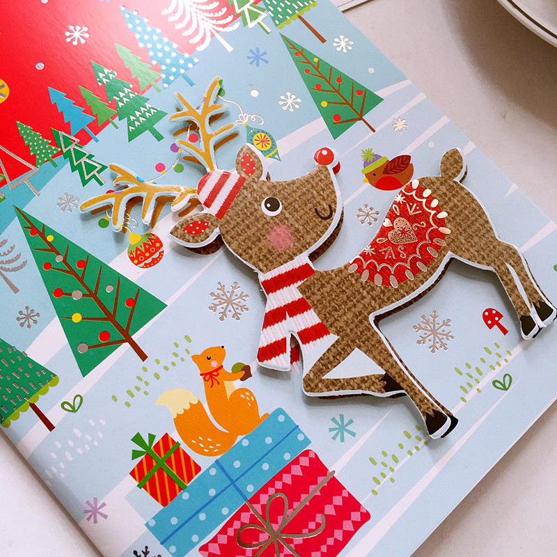 华吟 贺卡 新款韩国表面立体带音乐节贺卡 圣诞节祝福商务感谢卡片