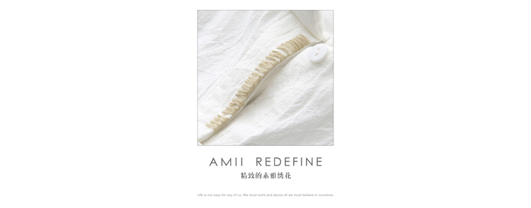 AMIIREDEFINE2015秋新品立领绣花前短后长纯棉大码衬衫女61570860 砖红 XL