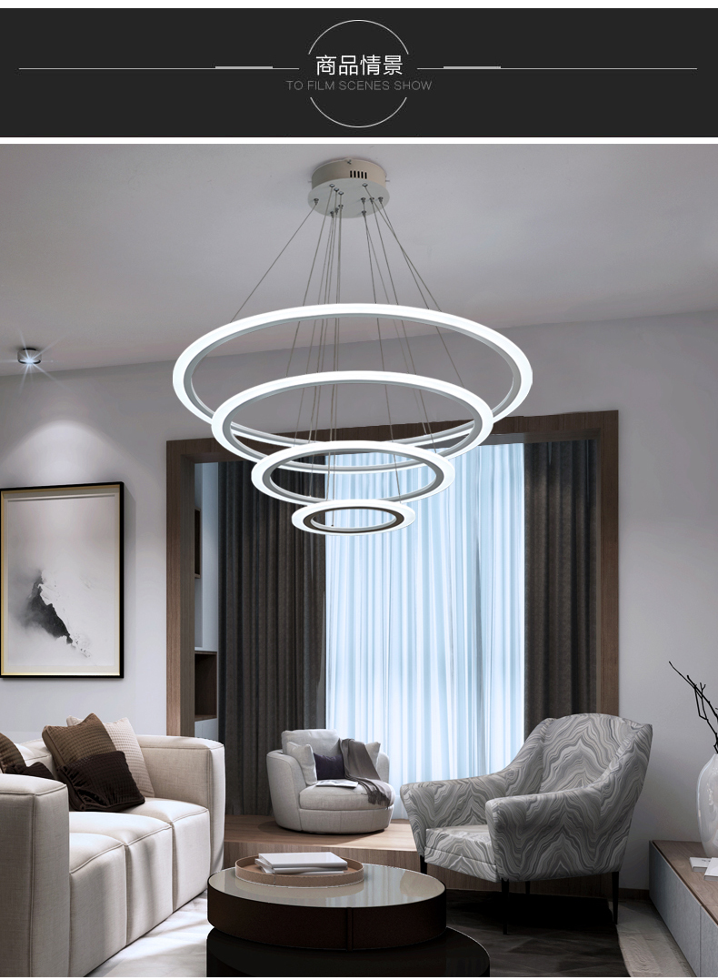 吊灯现代简约北欧客厅灯圆环形餐厅灯具创意个性玄关圆形办公室吊灯