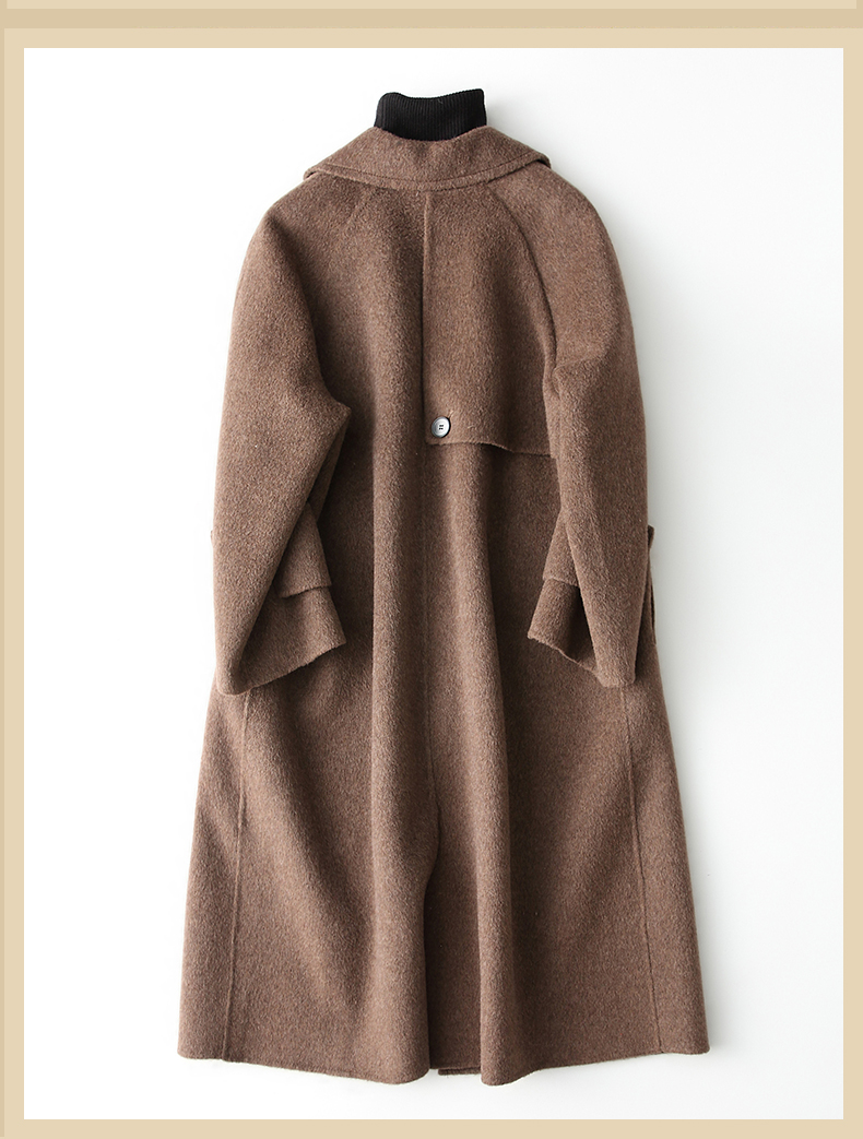 帕波仕蒂 海宁秋冬新款女装海宁阿尔巴卡羊绒大衣毛呢外套84 玛奇朵色