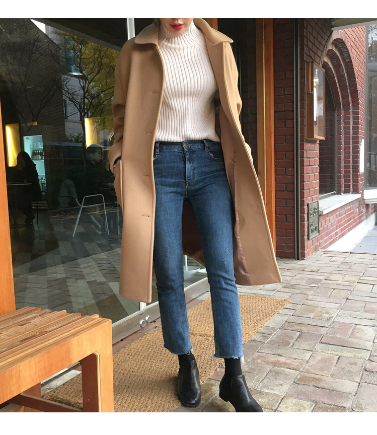 堡晟2017新款女装秋冬季毛呢大衣女毛呢外套女中长款单排扣学院风加厚