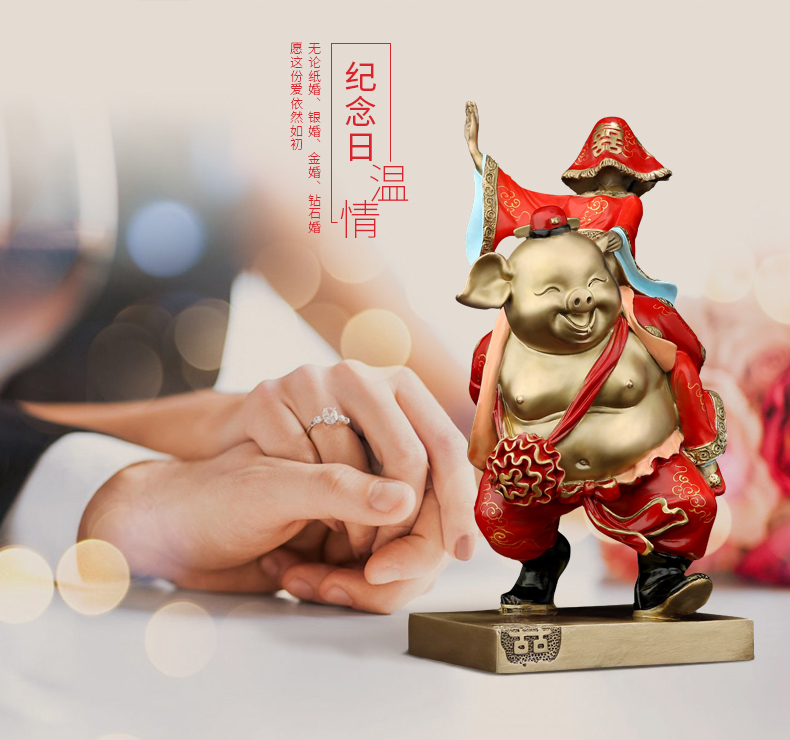铜指功《猪八戒背媳妇》结婚礼物摆件 生肖猪八戒娶亲家居装饰送老婆