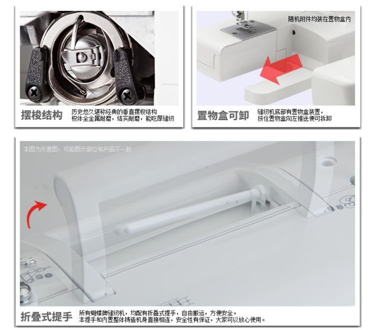 
                                        蝴蝶牌 JH8190A 家用电动多功能缝纫机 快速穿线小型正品锁边吃厚强低噪音                