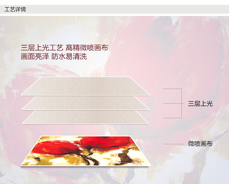 
                                        格丽油画阳光红花有框画 现代简约家居餐厅客厅抽象装饰画三联画电表箱花卉挂画 三联组合 60*60cm                