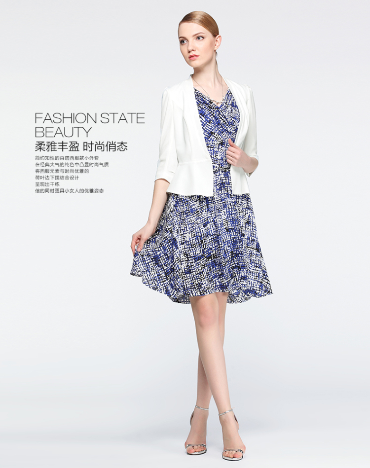 
                                                            卡雷尔2017春季热卖女装简洁纯白薄款短外套V领修身七分袖女上衣 2D306109 白色 165/88A                