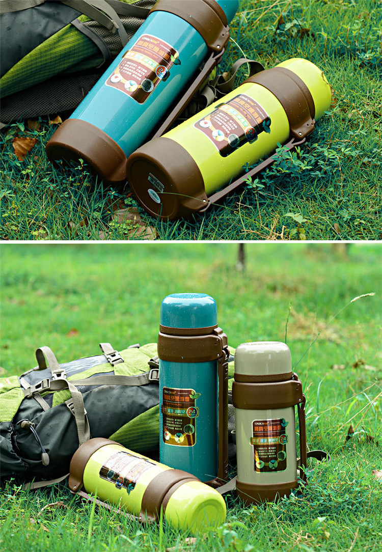 匡迪真空不锈钢保温壶户外家居家用热水瓶大容量旅行运动水壶923 绿色