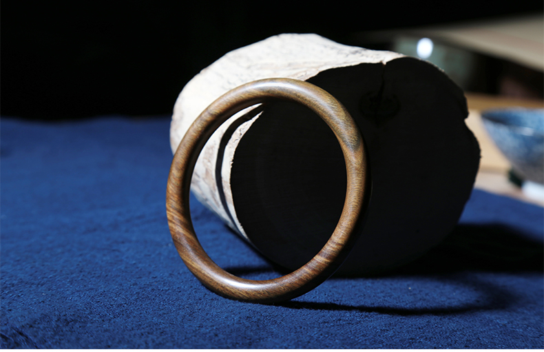 简约复古天然珍贵绿檀木手环闭口细手镯子手工民族风女款式饰品 绿檀