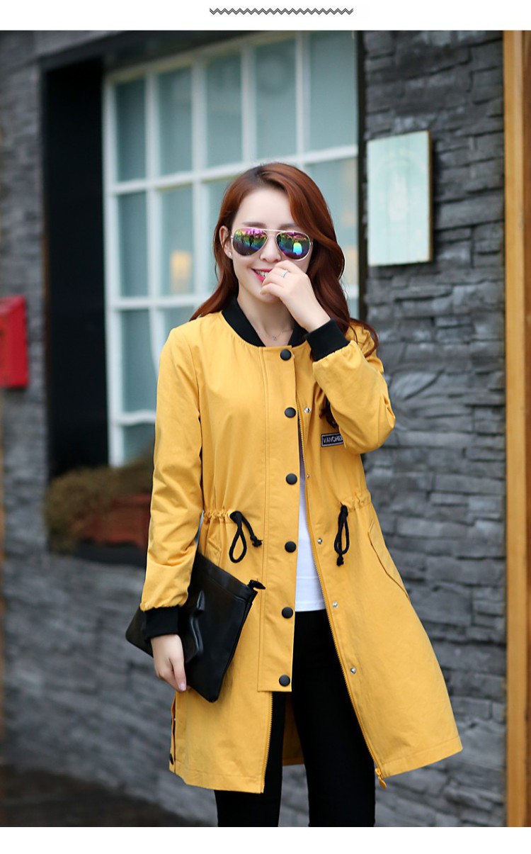 秋色伊美2015风衣女秋装新款韩版宽松修身拉链中长款收腰长袖时尚外套