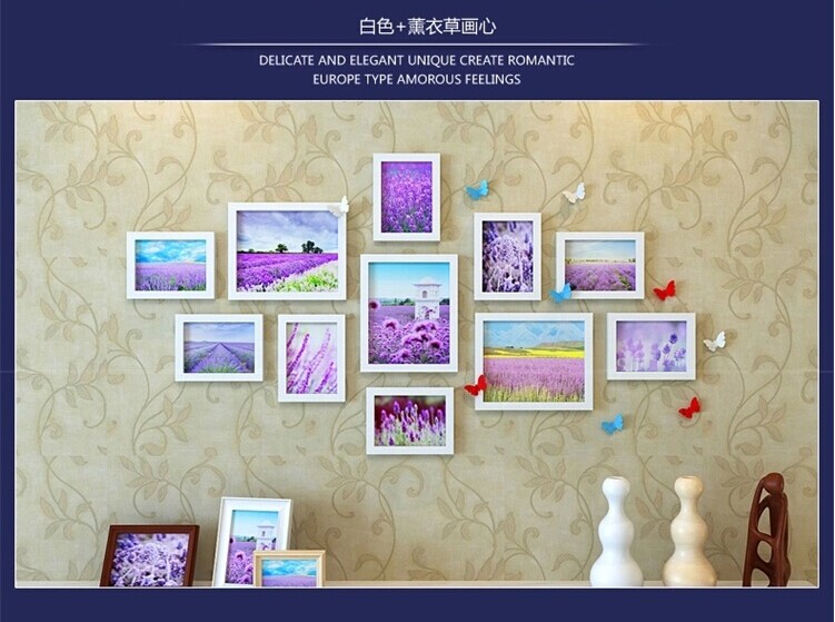 
                                        相框照片墙组合相框架相片墙油画装饰画客厅卧室画相册墙贴画框实木蝴蝶组合JHX-HD-9(a 黑白红三色混搭+插画画心                
