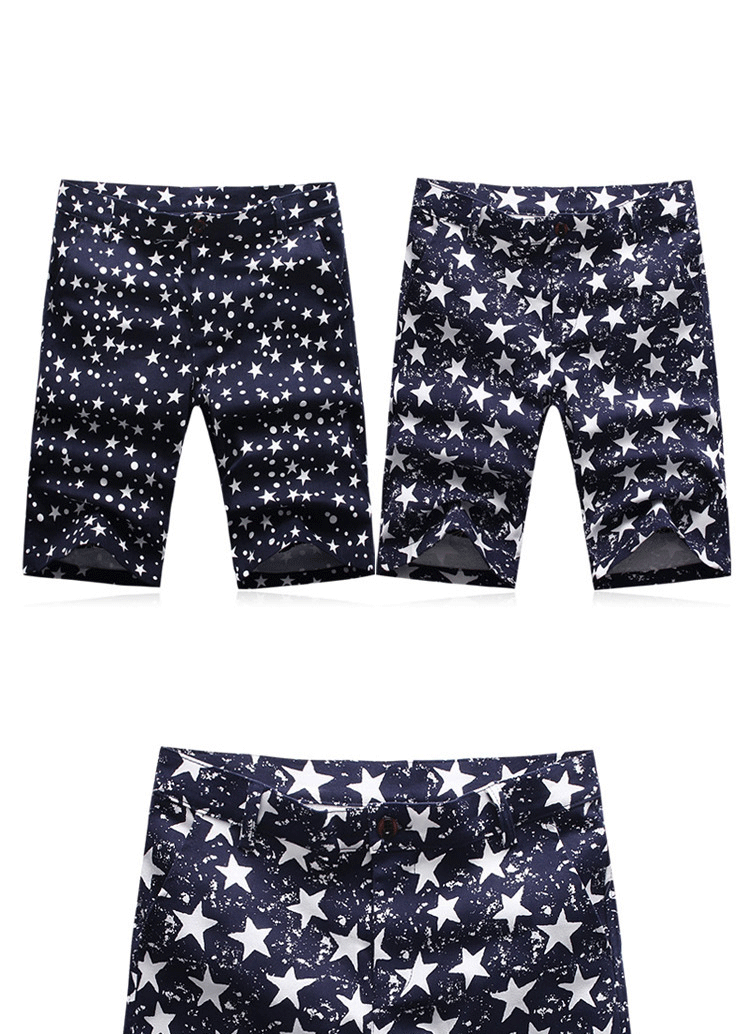 夏季新款男士短裤沙滩裤大码纯棉修身花短裤潮男休闲中裤潮 小五角星