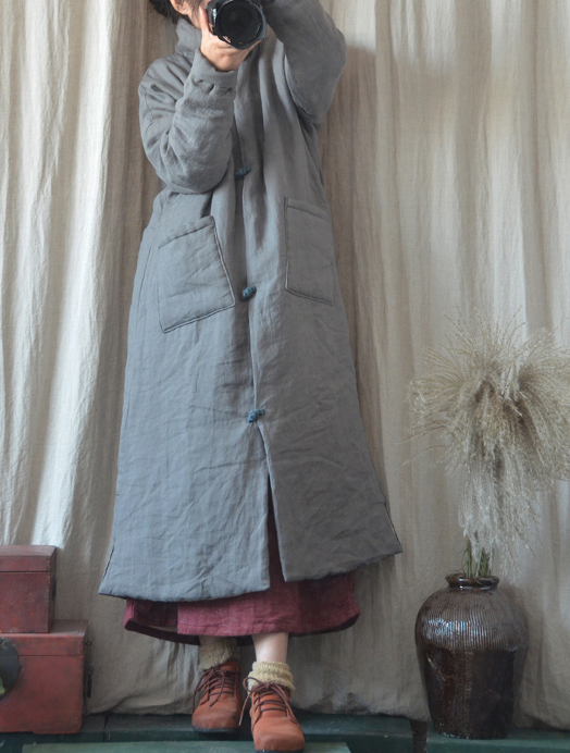 如素慢衣女装复古民族风手工盘扣棉袄夹棉风衣女外套12273 藏青色