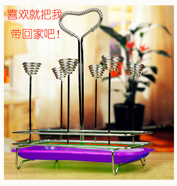 
                                                            仟俪傢 杯架 水杯架子 杯架挂 沥水玻璃杯架子 六位杯架收纳 花型款                
