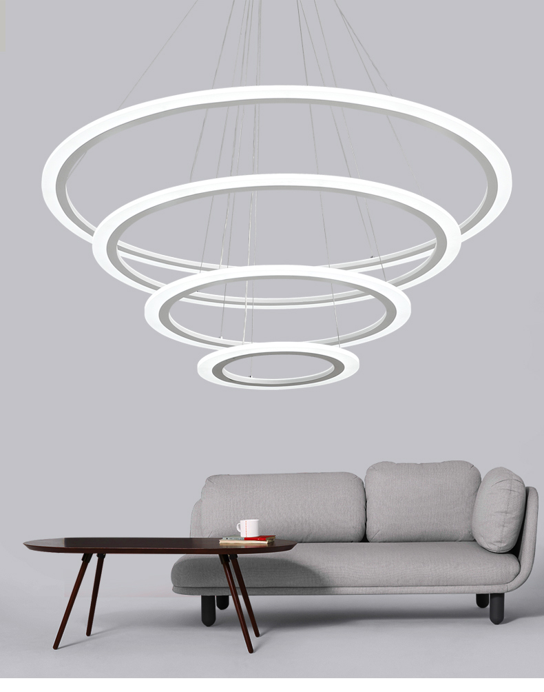 led吊灯现代简约北欧客厅灯圆环形餐厅灯具创意个性玄关圆形办公室