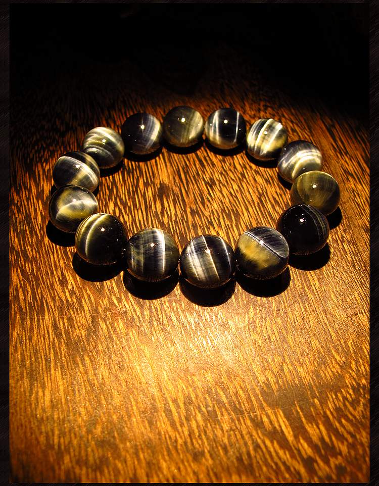 唐玛罕见蓝丝绒蓝黄虎眼石手链男木变石猫眼手串男士款16mm串珠子