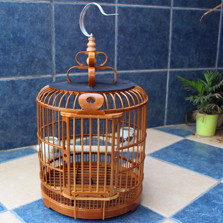 别颖 鸟笼子 竹质手工画眉鸟笼八哥镂空繁殖箱养殖笼鸟窝 空笼无配件