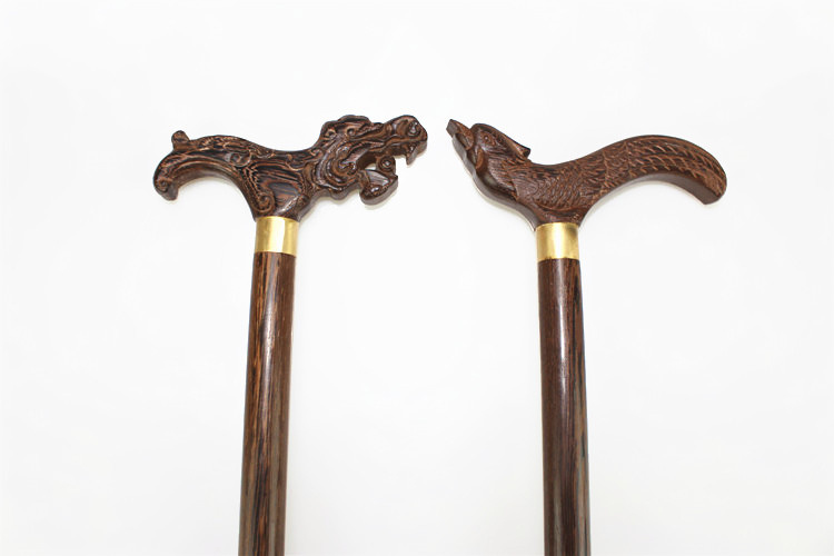 临宝得乐一体红木拐杖红酸枝手杖实木文明棍拐棍圆头两