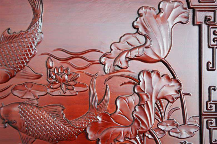 
                                        东阳木雕 年年有余 开业乔迁搬家礼品 落地屏 屏风 插屏 座屏 实木客厅玄关隔断                
