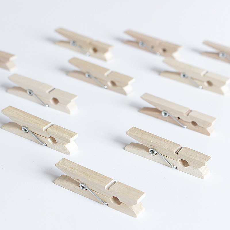 与同zakka拍立得diy相片墙木色彩色小木夹子留言夹照片木夹彩色木条夹