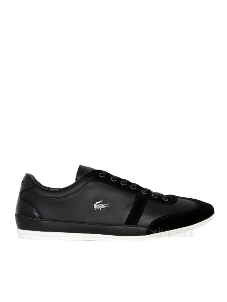 lacoste 法国鳄鱼 男士真皮休闲鞋us码 黑色 10.