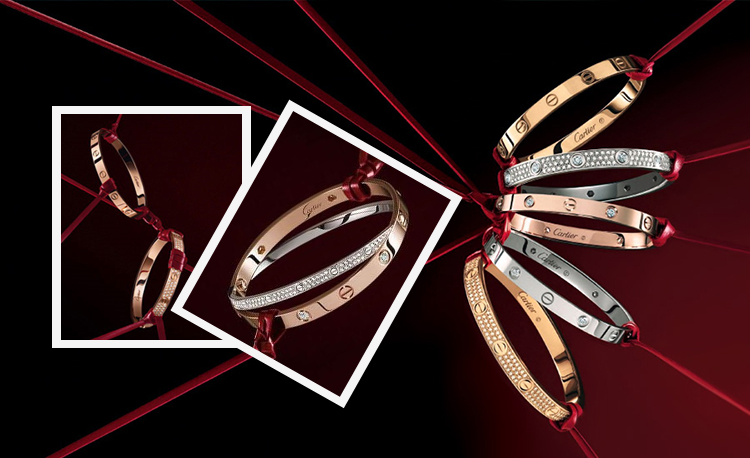 卡地亚cartier leve 手镯18k金情侣款玫瑰金男女款镶钻手环carter手镯