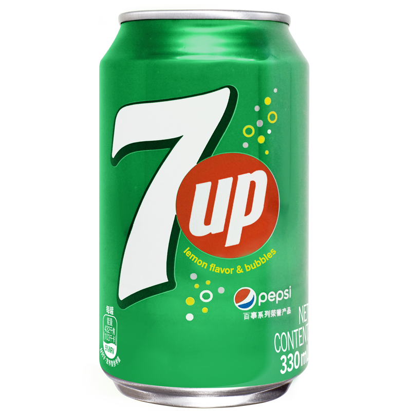 pepsi/百事可乐 七喜 柠檬味汽水碳酸饮料 整箱装 330ml*24罐 12个月
