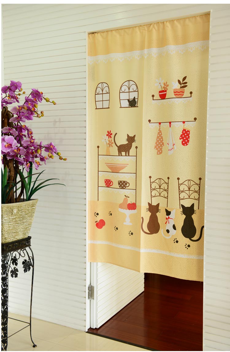
                                        风雅荷塘  妈咪餐厅  85*150CM 经编纱精品印花风水门帘 布艺 隔断 送杆 浅粉色                