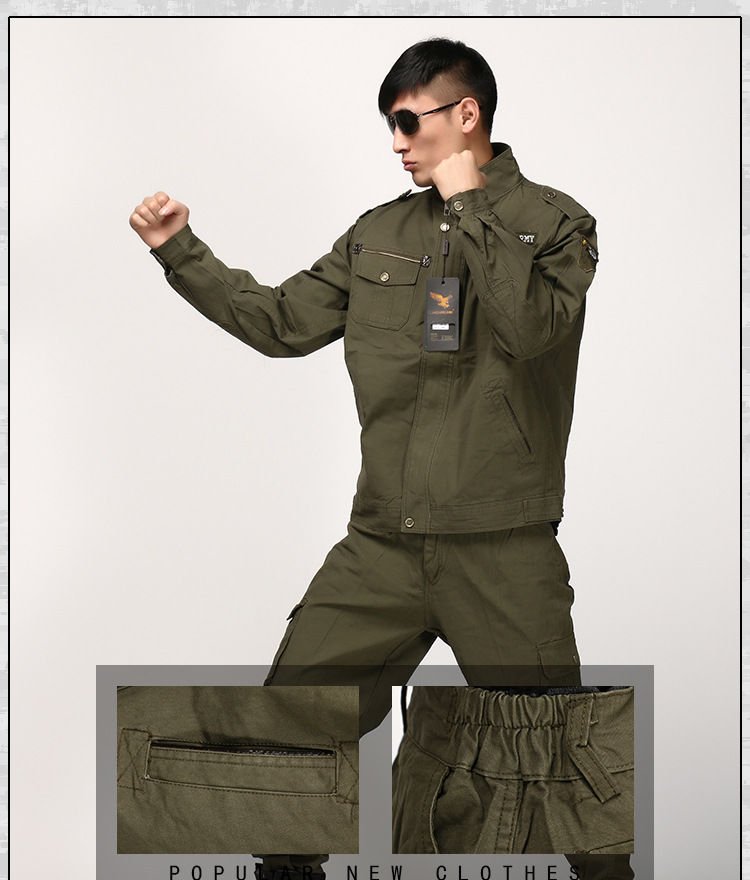 07式 全棉水洗外军服 休闲男式劳保服劳保工作服宽松舒适 军绿色 170