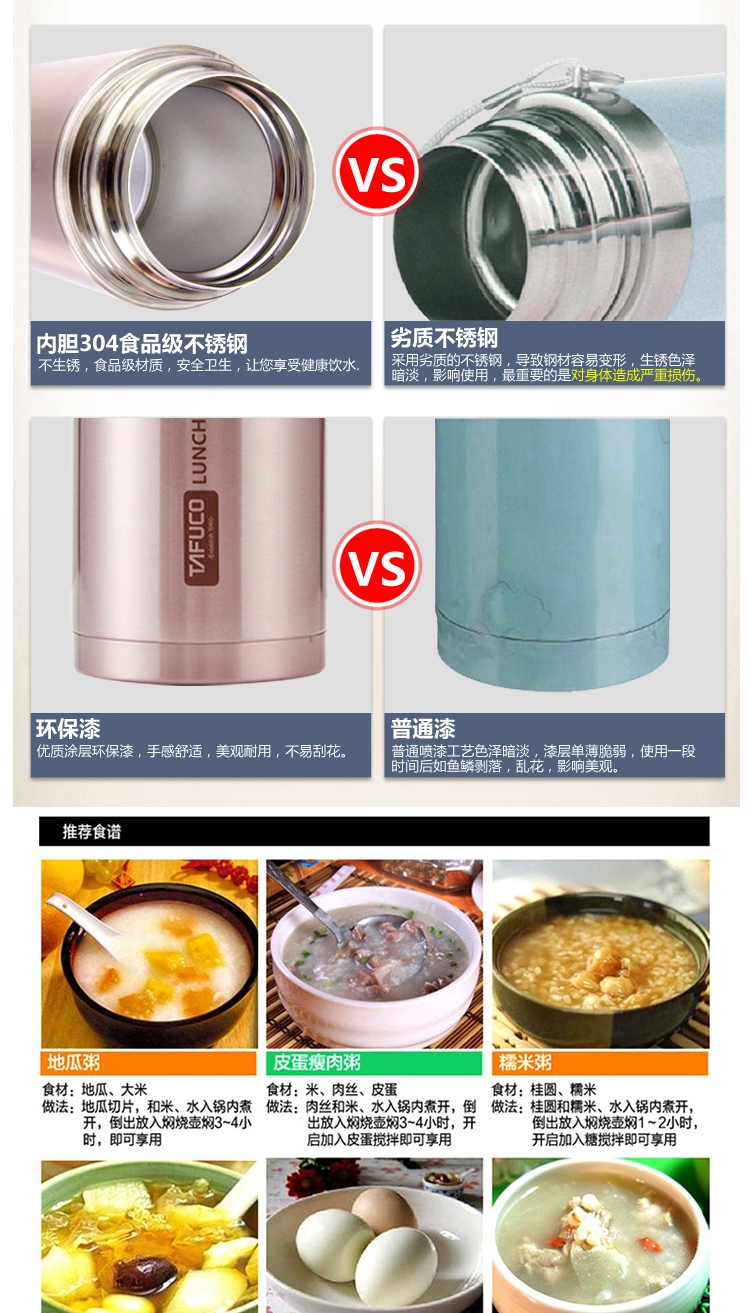 
                                        沃恩斯闷烧保温饭盒 304不锈钢学生成人闷烧保温桶 三层大容量 沃恩斯白色1.3L                