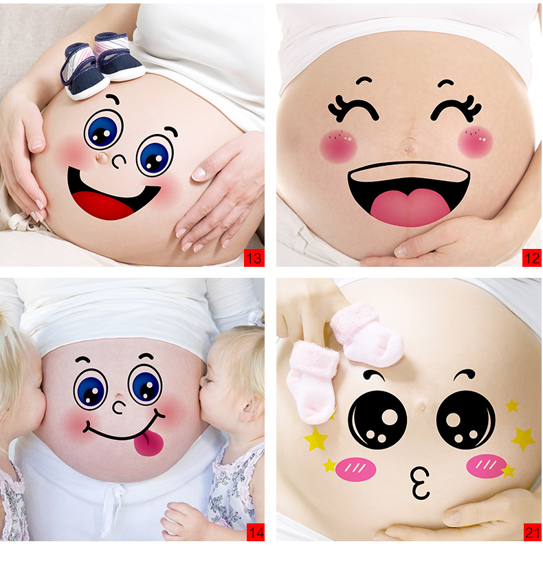 
                                        亮点 环保孕妇肚皮贴纸 彩绘影楼妈妈拍照写真 创意搞怪笑脸肚表情贴 大肚照贴画 一套12个 01.肚皮贴 一套12个                