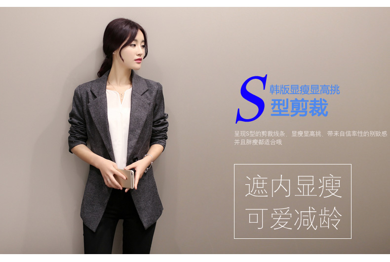 时尚魔者小西装女2016秋双排扣收腰开叉职业短外套　  M112 黑色 M