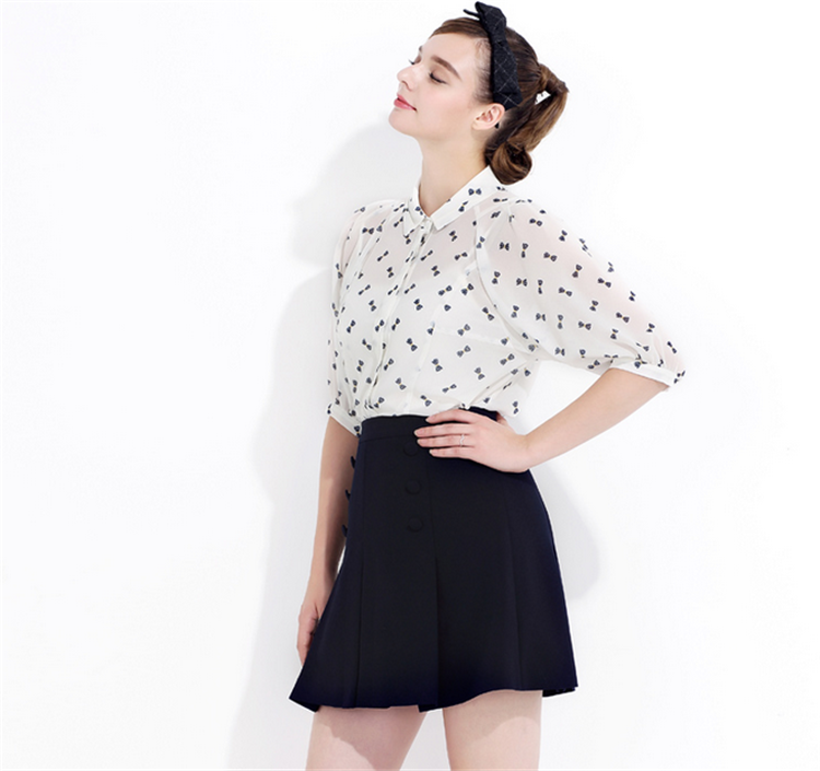 yigue亦谷2015秋新品通勤简约百搭高腰短裙半身裙a字裙女裙 352203