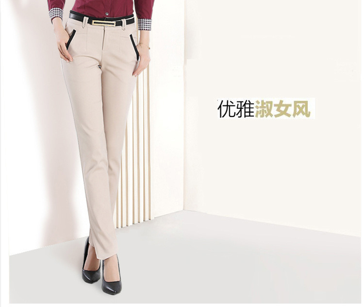 金宅2015早春新款韩版职业女裤正装裤小脚长裤 卡其色 XXL