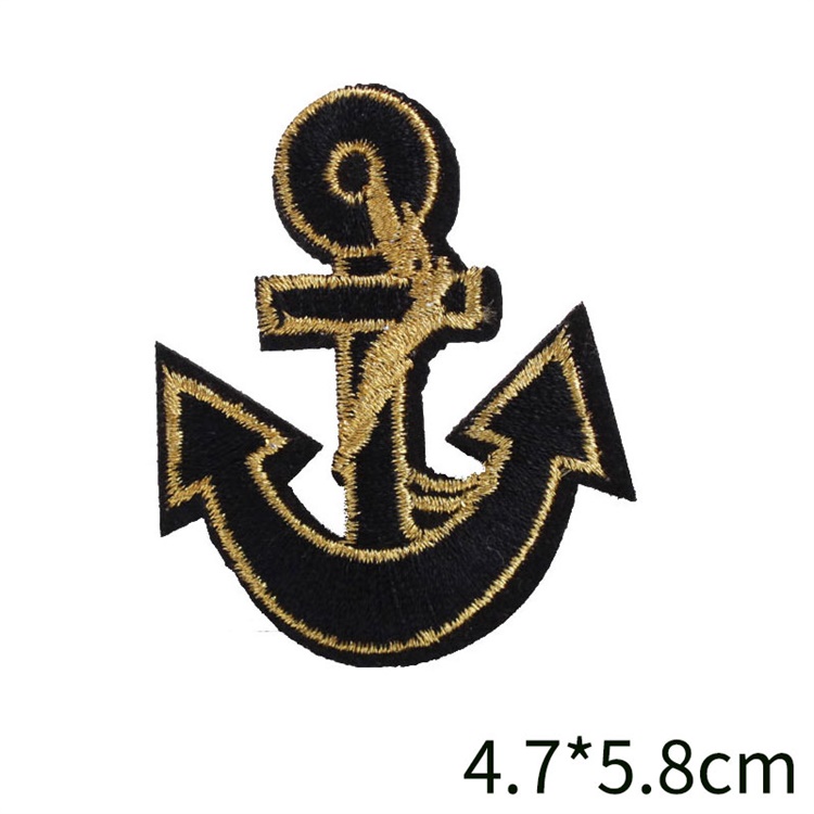 潘兰德 英文字母爱心船锚金线袖标衣服裤子装饰修补丁破洞熨烫布贴花