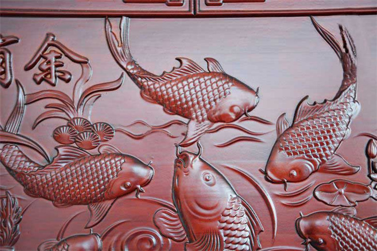 
                                        东阳木雕 年年有余 开业乔迁搬家礼品 落地屏 屏风 插屏 座屏 实木客厅玄关隔断                