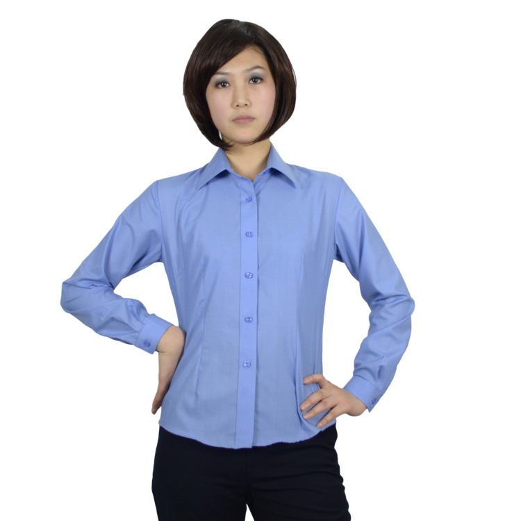 浅末 男女长袖职业装时尚商务衬衫职业装男女款衬衣 ZW0730 浅蓝色 M男