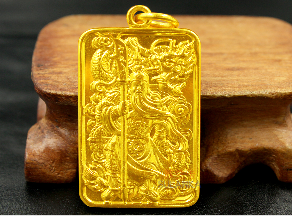 苏兰卡 镀金吊坠男士霸气关公吊牌镀金项坠久不掉色镀