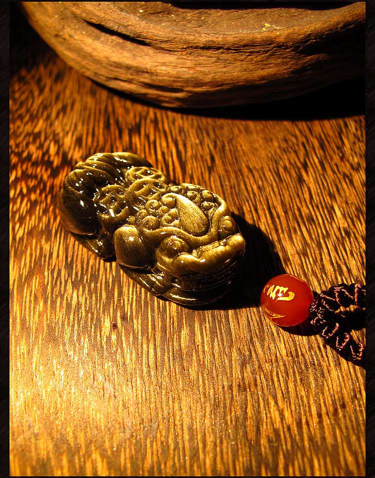 万宗满金沙级天然金曜石貔貅吊坠男女黑曜石项链水晶