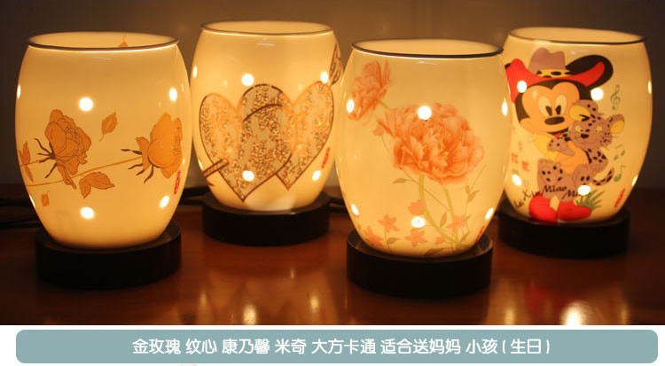 
                                        雅香阁 古典文艺精油灯陶瓷镂空香薰灯调光插电卧室香熏灯 粉色樱花                