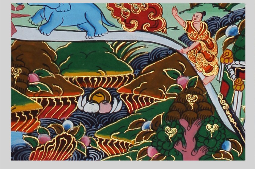 净土结庐 藏传佛教手工唐卡 彩绘九住心图 20171128-019