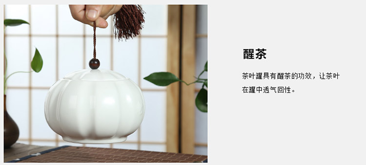 
                                        康韵 陶瓷汝窑茶叶罐 普洱茶罐密封罐大号精品定窑老白茶叶罐 螺纹天蓝茶叶罐                