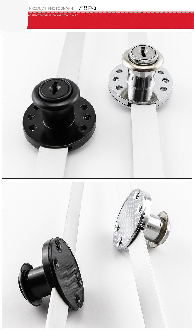 侧面 办公桌抽屉锁五金 三联锁头文件柜锁一锁三抽屉锁联动柜子锁