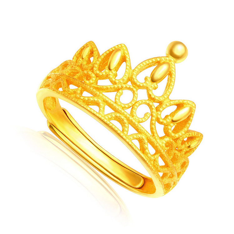 福强珠宝 黄金戒指女 女王足金戒指活口戒指 金戒指女a3028 4.